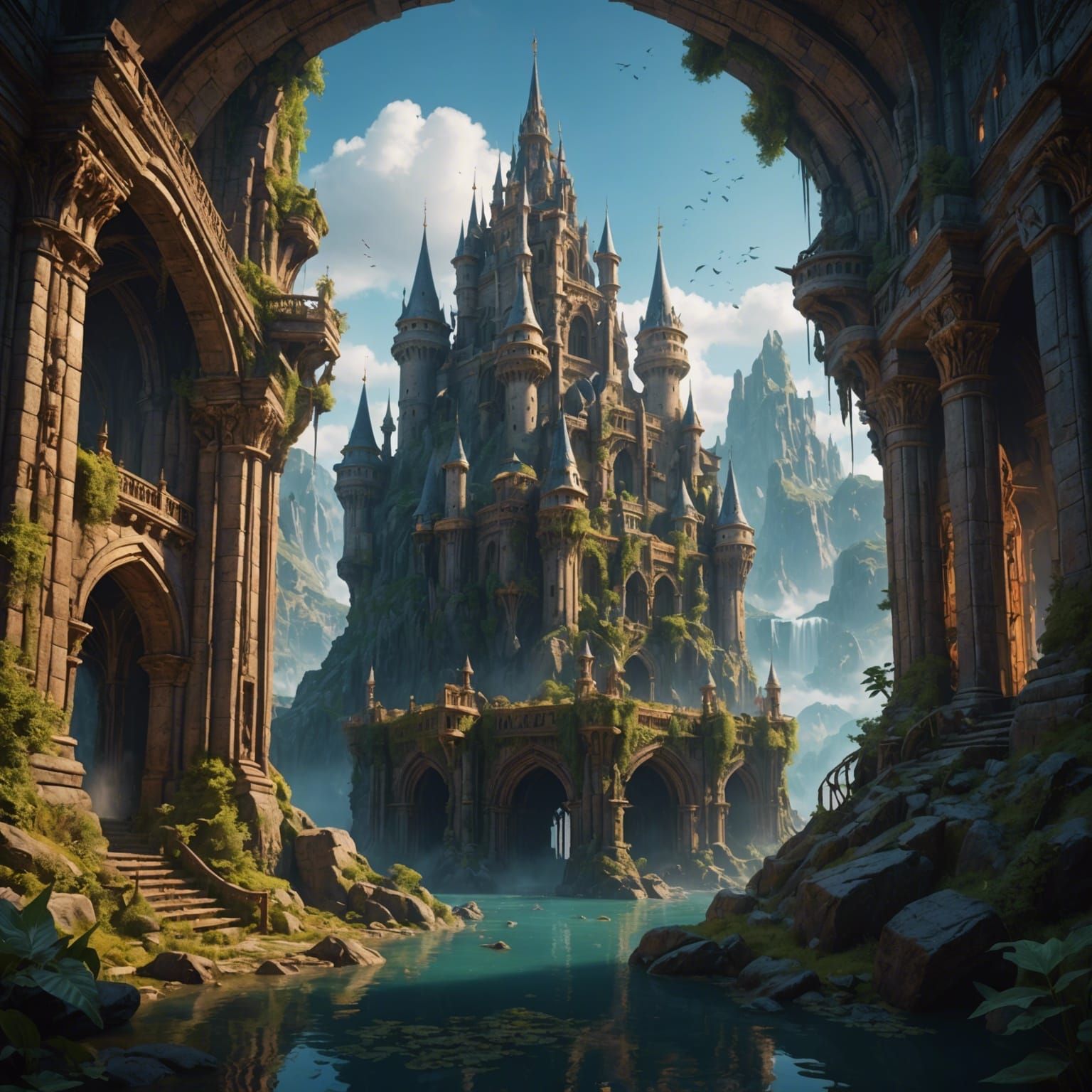 Fantastical Matte Painting in Deep Color, 8K