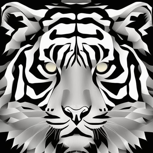 Abstract Fractal Bengal Tiger Face in 3D
