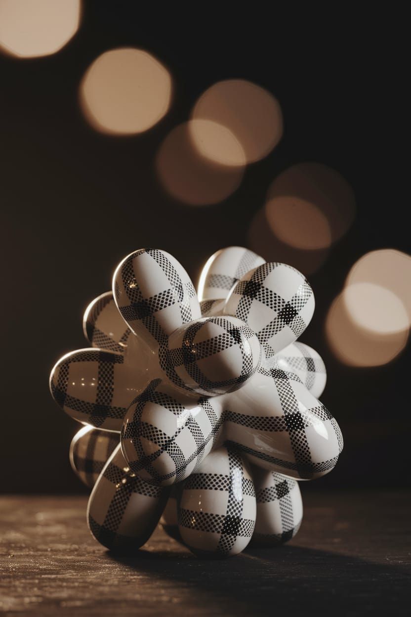 Glamorous Gingham Ceramic Sculpture