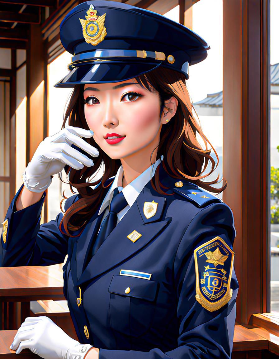Japanese Policewoman in Uniform