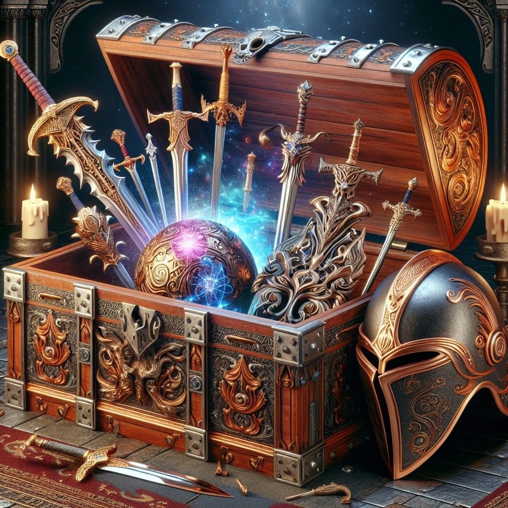 Knight's Trunk Reveals Sword and Magic Vial