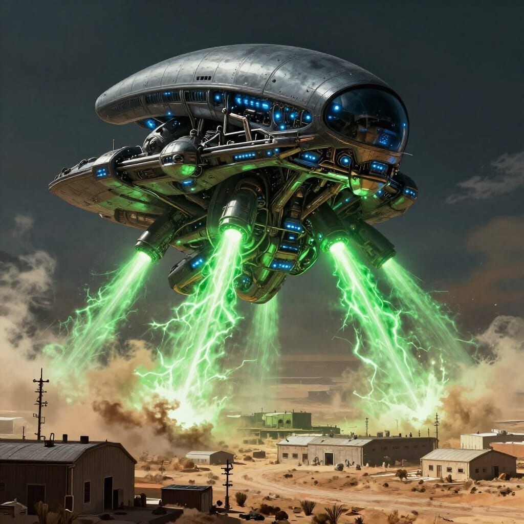Alien Mothership Attacks Area 51 in Cinematic Concept Art