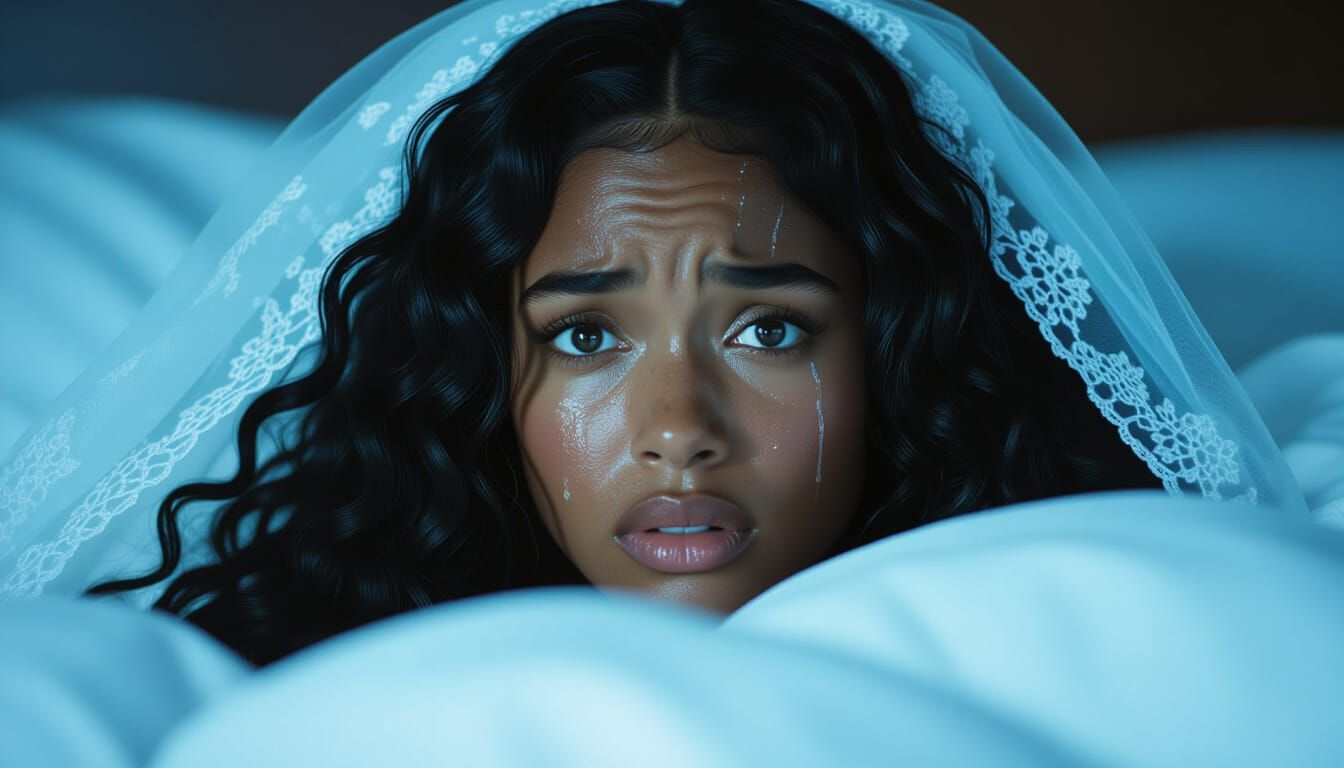 Emotional Night Scene of a Woman in Bed
