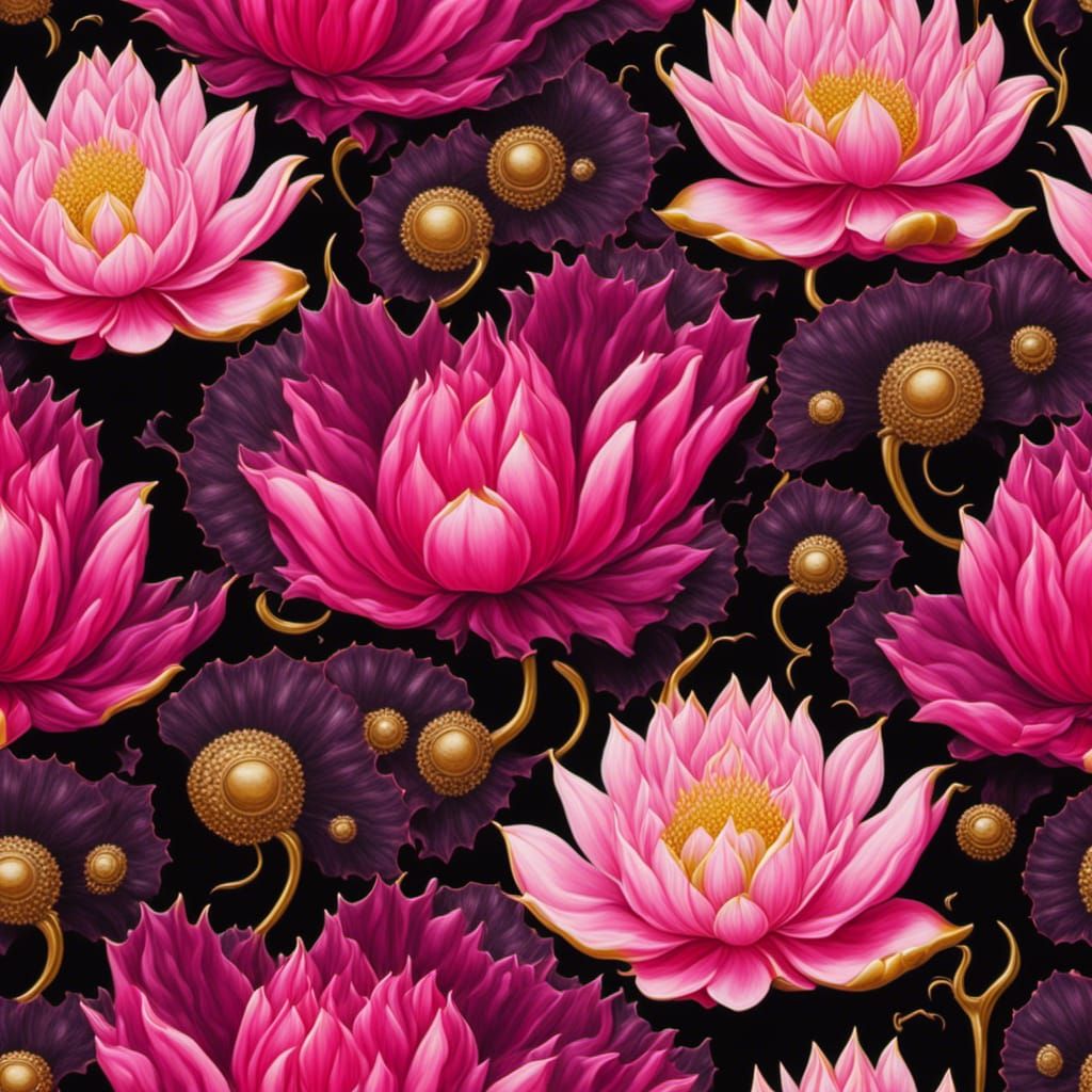 Abstract Lotus Flowers in Ferrofluid