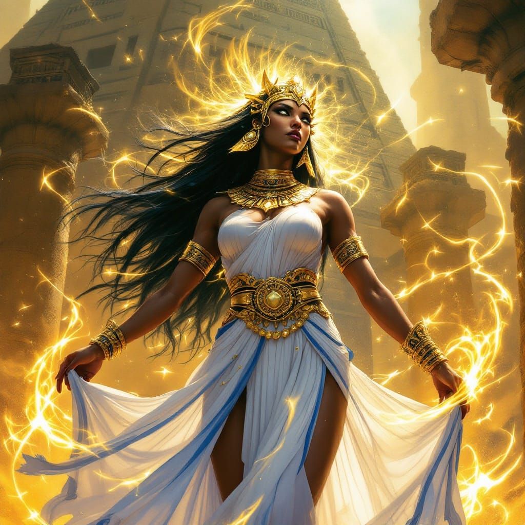 Majestic Goddess Sekhmet in Ancient Temple