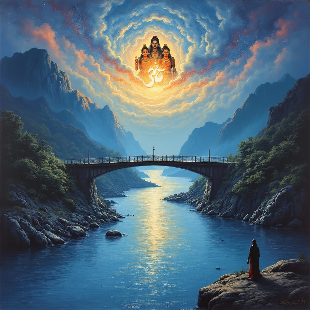 Devprayag: Sacred Ganga, Ethereal Sky, and Contemplative Sad...