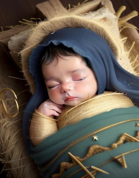 Infant Jesus Portrait in Manger, Geddes Style