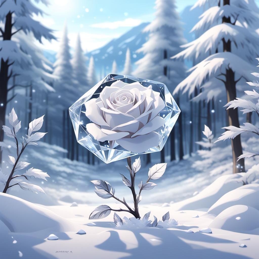 Crystal Rose in Diamond, 3D Anime Art