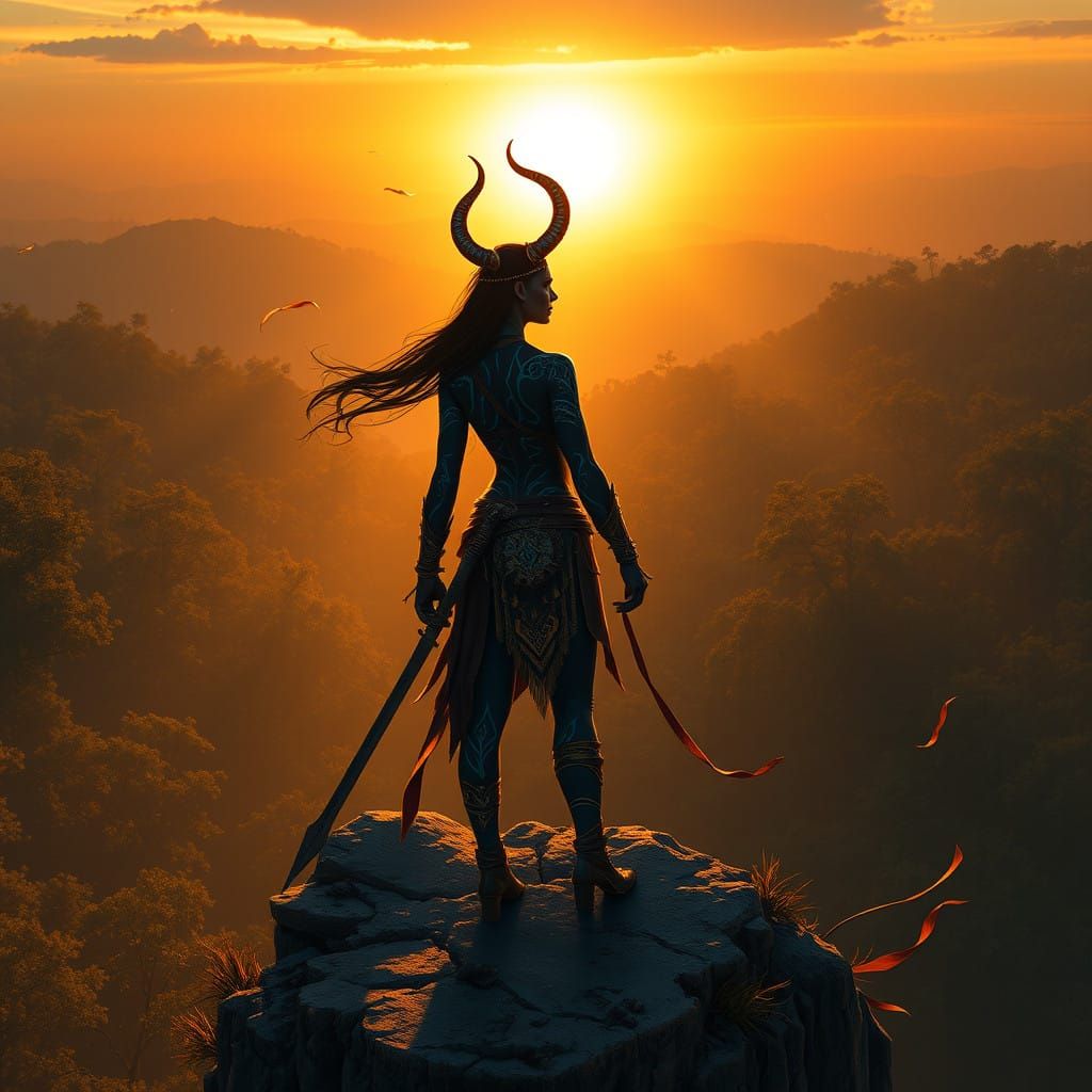 Fantasy Warrior Embarks on Ancient Tribal Quest with Electri...