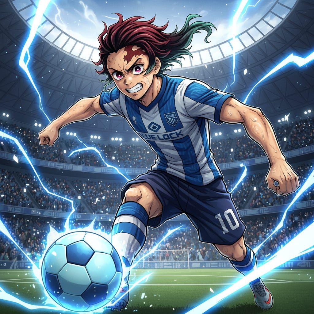 Anime Soccer Battle: Blue Lock Stadium with Determined Warri...