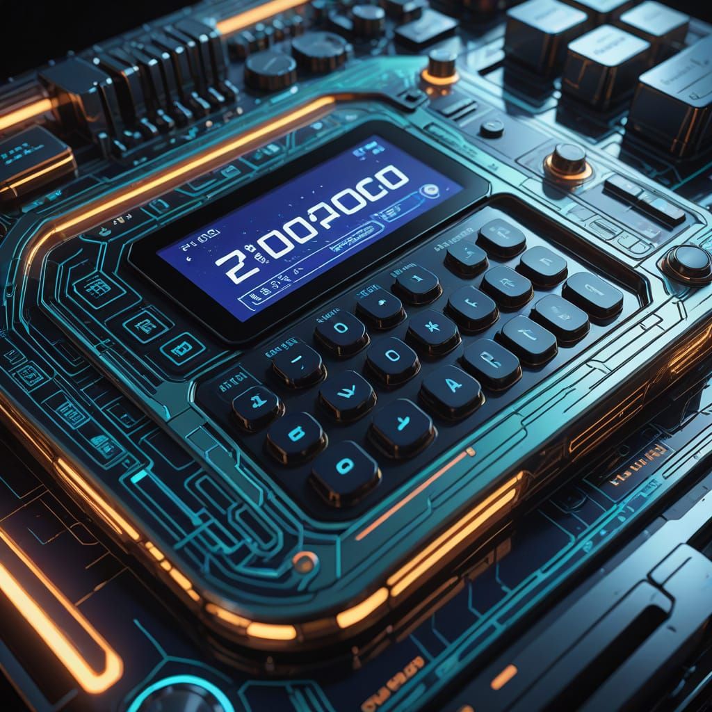 Surreal Mint Green Calculator in Fantasy Concept Art Style