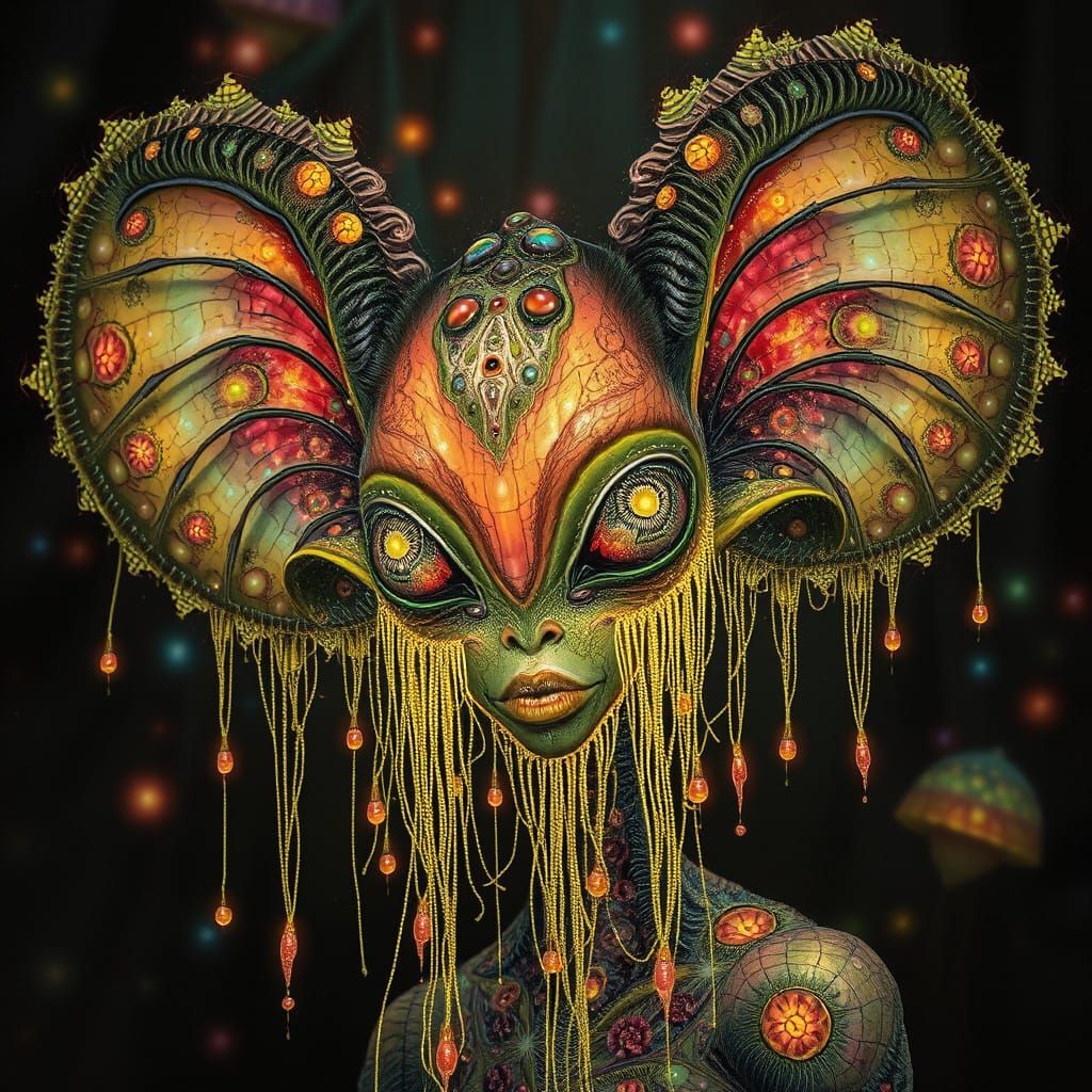 Exquisite Alien Goddess with Dew-Kissed Veins and Luminous P...