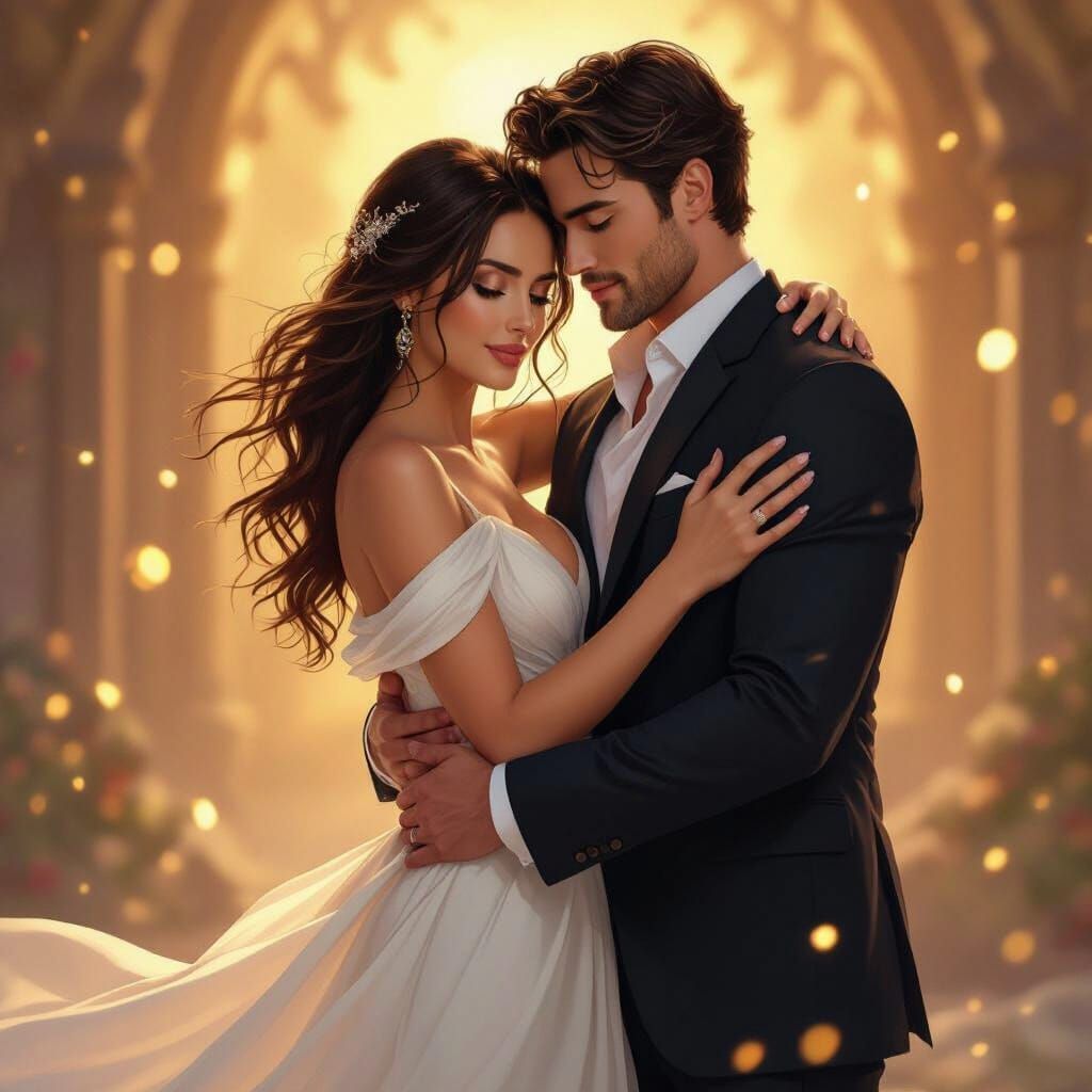 Phoebe and Cole Embrace in Dreamy Digital Art