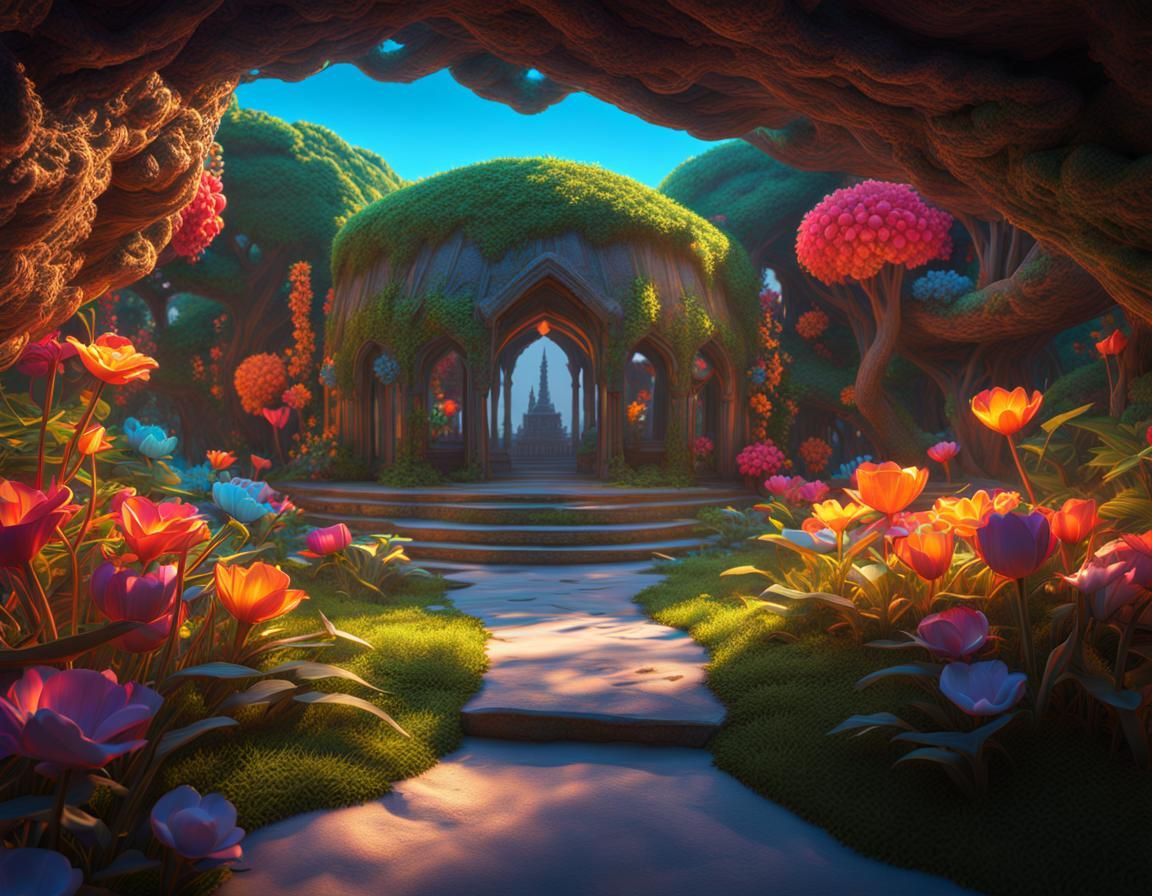 Vibrant 3D Printed Art in Warm, Magical Light