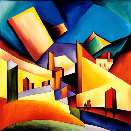 Cubist Post-Impressionist Landscape Inspired by Turner