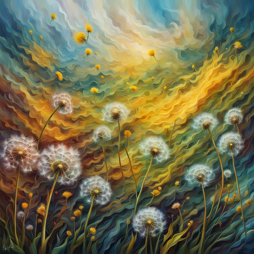 Dandelion Field in Oils