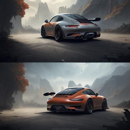 Modern Porsche 911 Fall Edition in Matte Painting Style