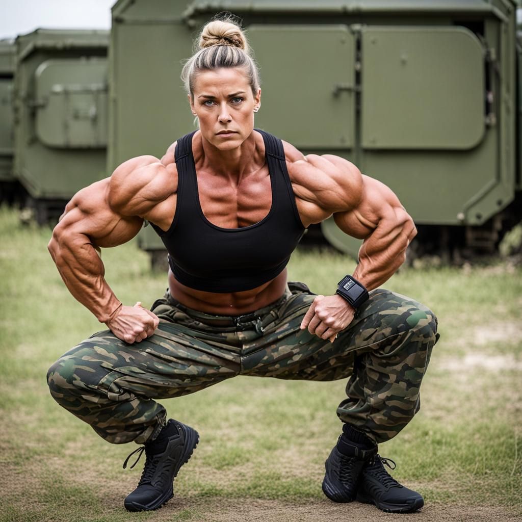 German Female Soldier with Muscular Physique