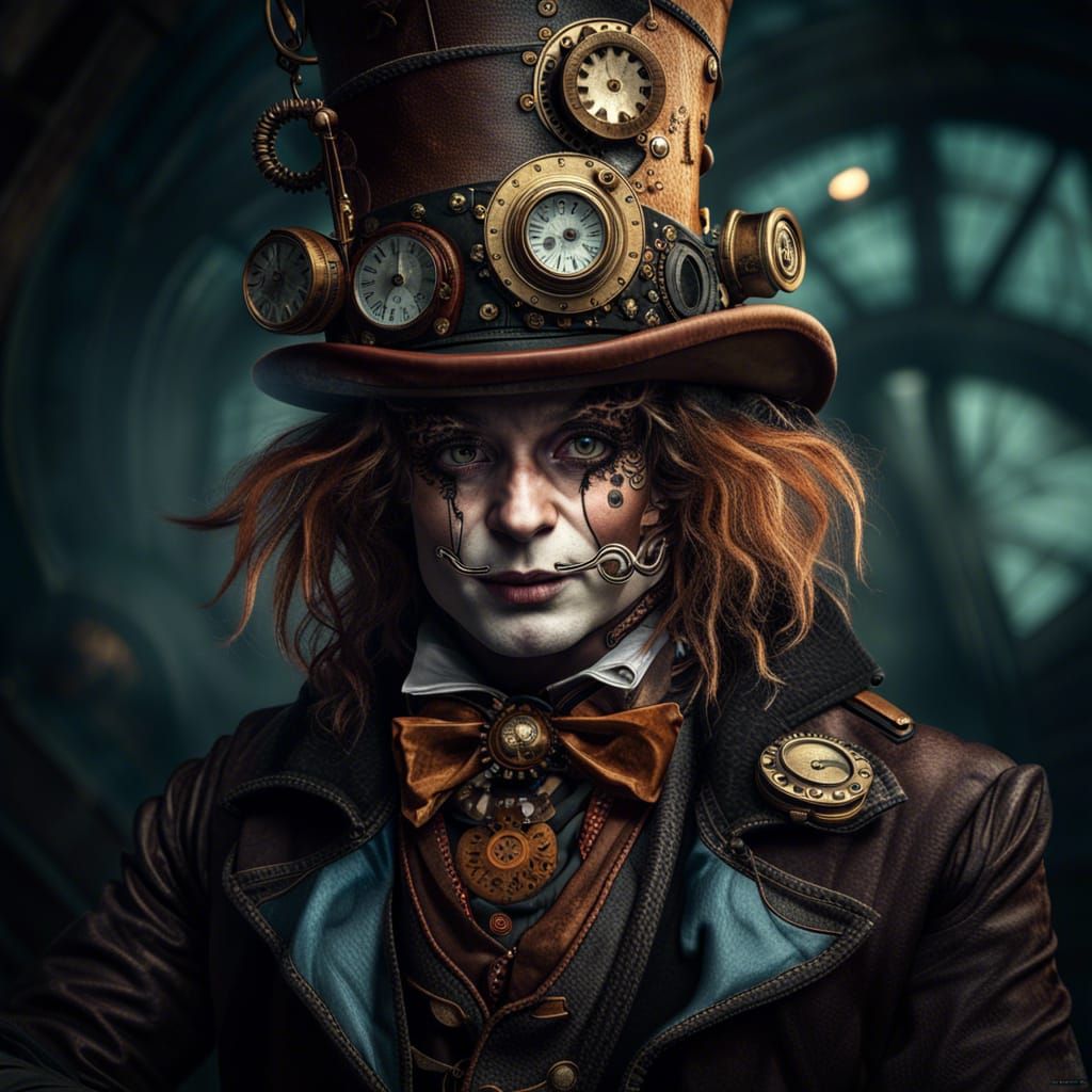 Steampunk Mad Hatter in Photorealistic Style