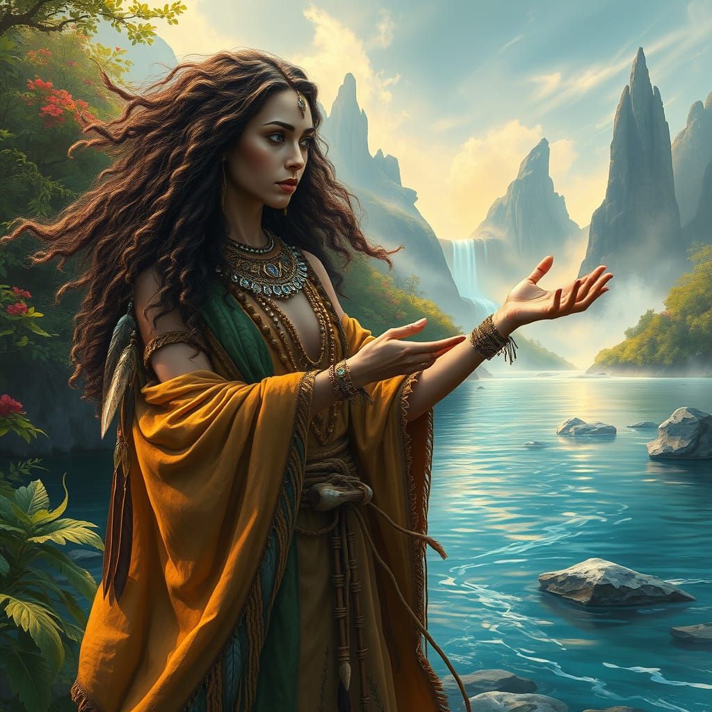 Medicine Woman Embraces the Healing Energy of Nature