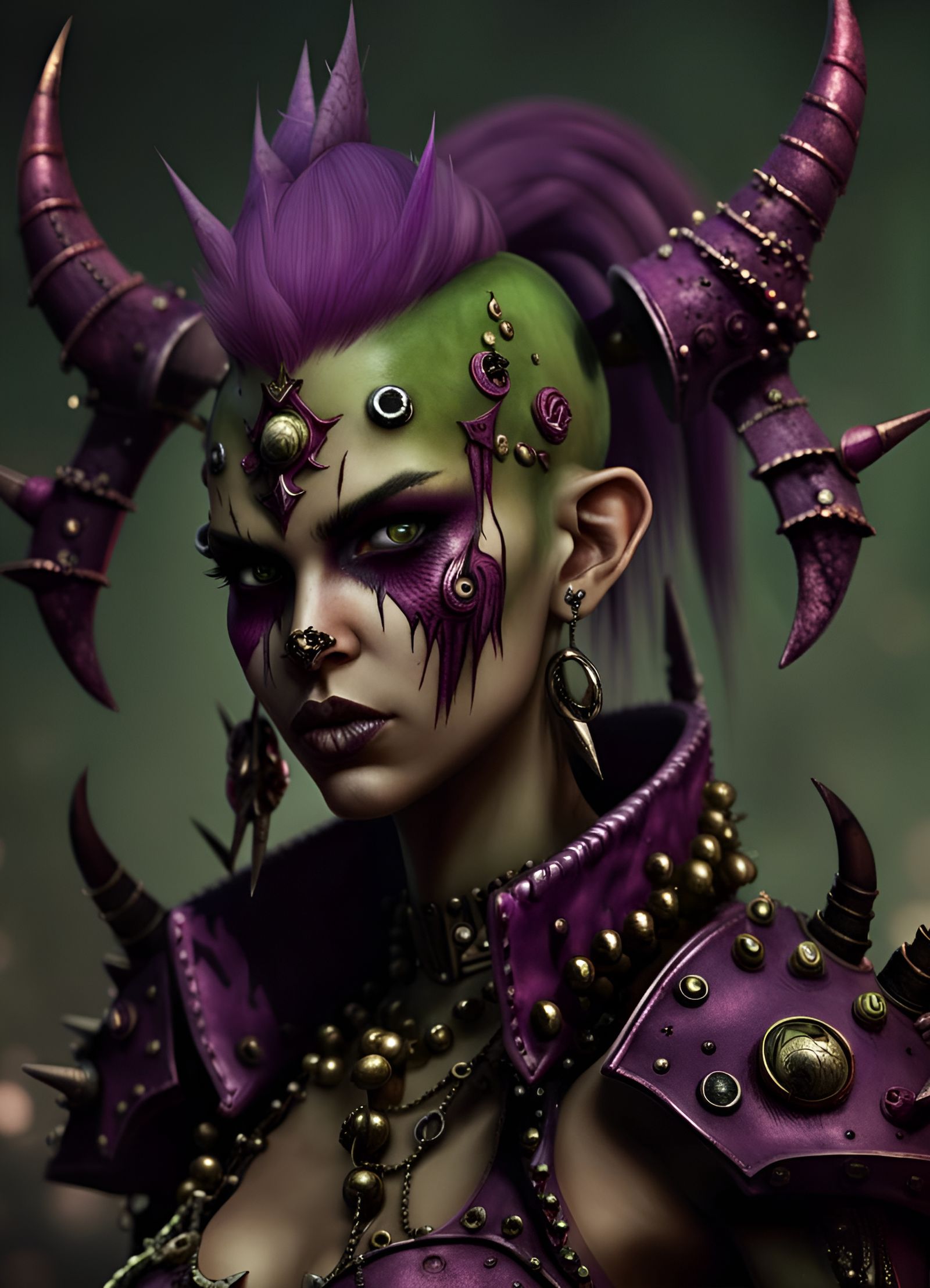 Punk Style Young Woman in Art Deco