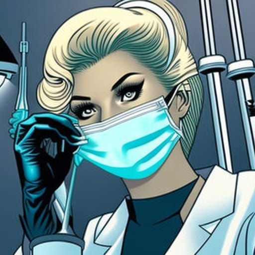 Female Dentist Illustration in Comic Book Style