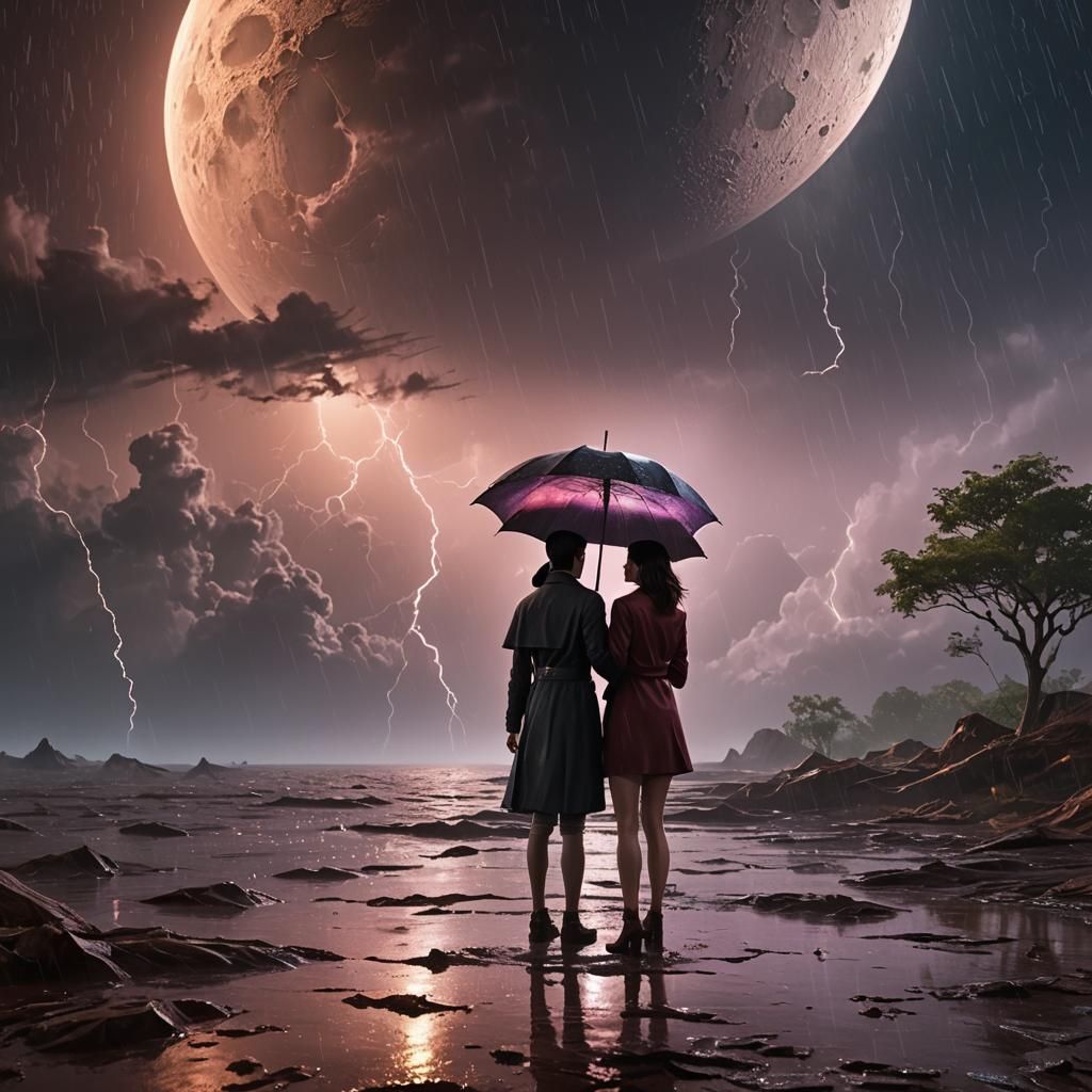 Surreal Moonlit Storm: Fantasy Concept Art