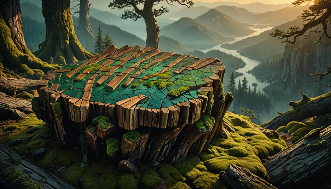 Bark Coffee Table in Fantasy Landscape