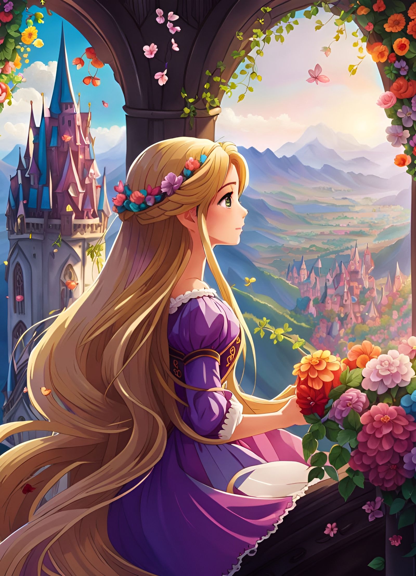 Rapunzel's Breathtaking View: Anime Style