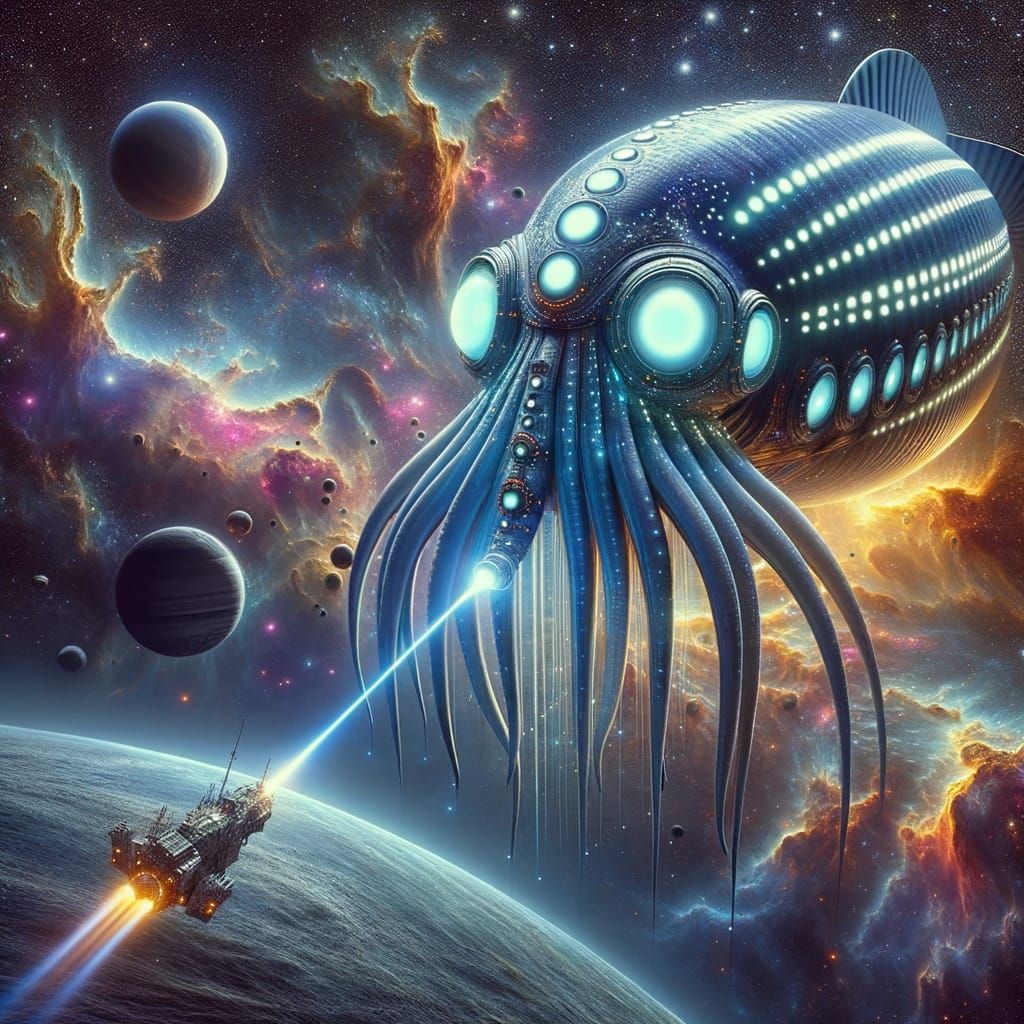 Cosmic Squid Spacecraft in Hyperspace