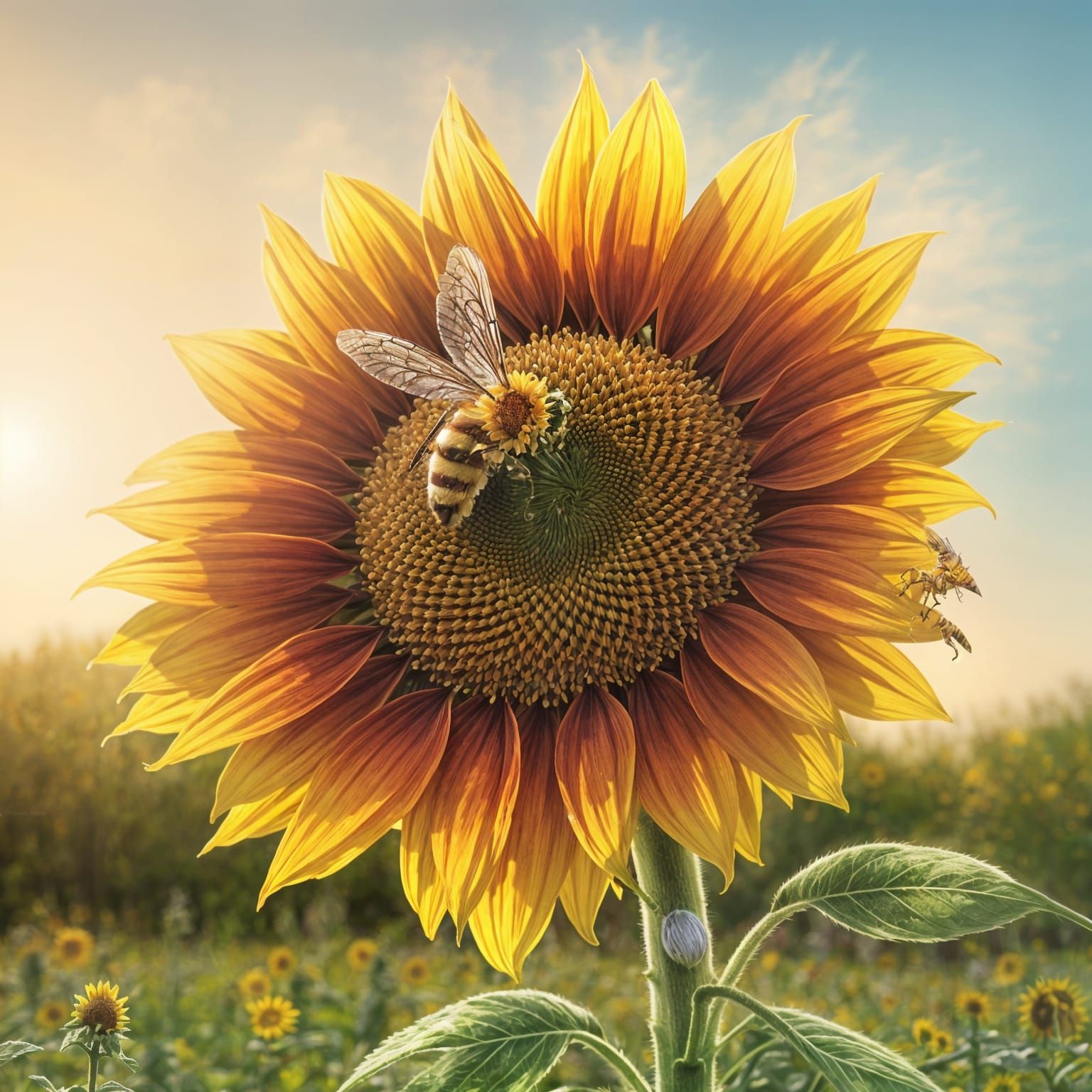 Vibrant Sunflower Scene in Concept Art