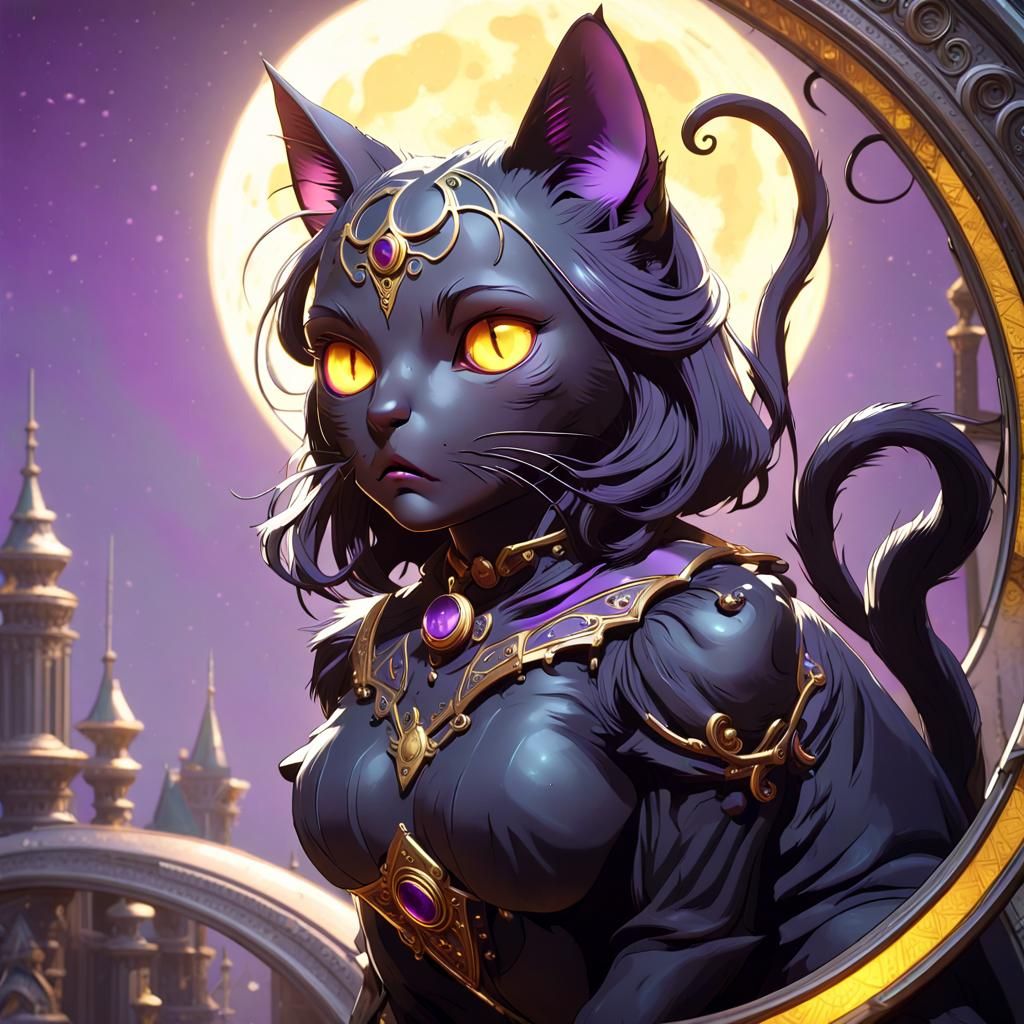 Ethereal Black Cat with Yellow Eyes