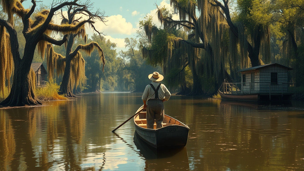 Surreal Louisiana Bayou Scene in Dreamlike Style