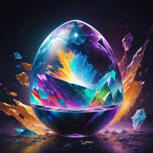 Cosmic Heart Crystal in Splash Art Style