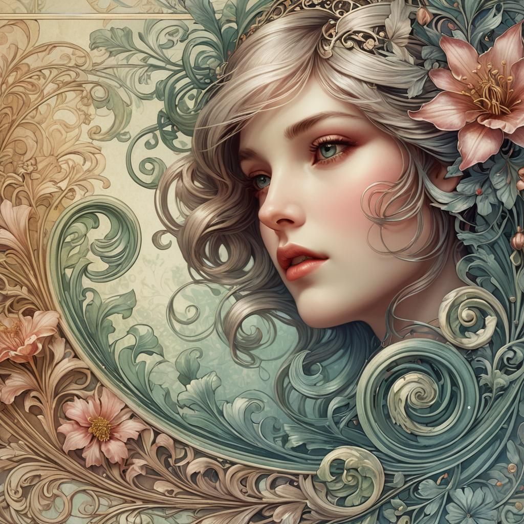 Intricate Art Nouveau Design in 32K Resolution