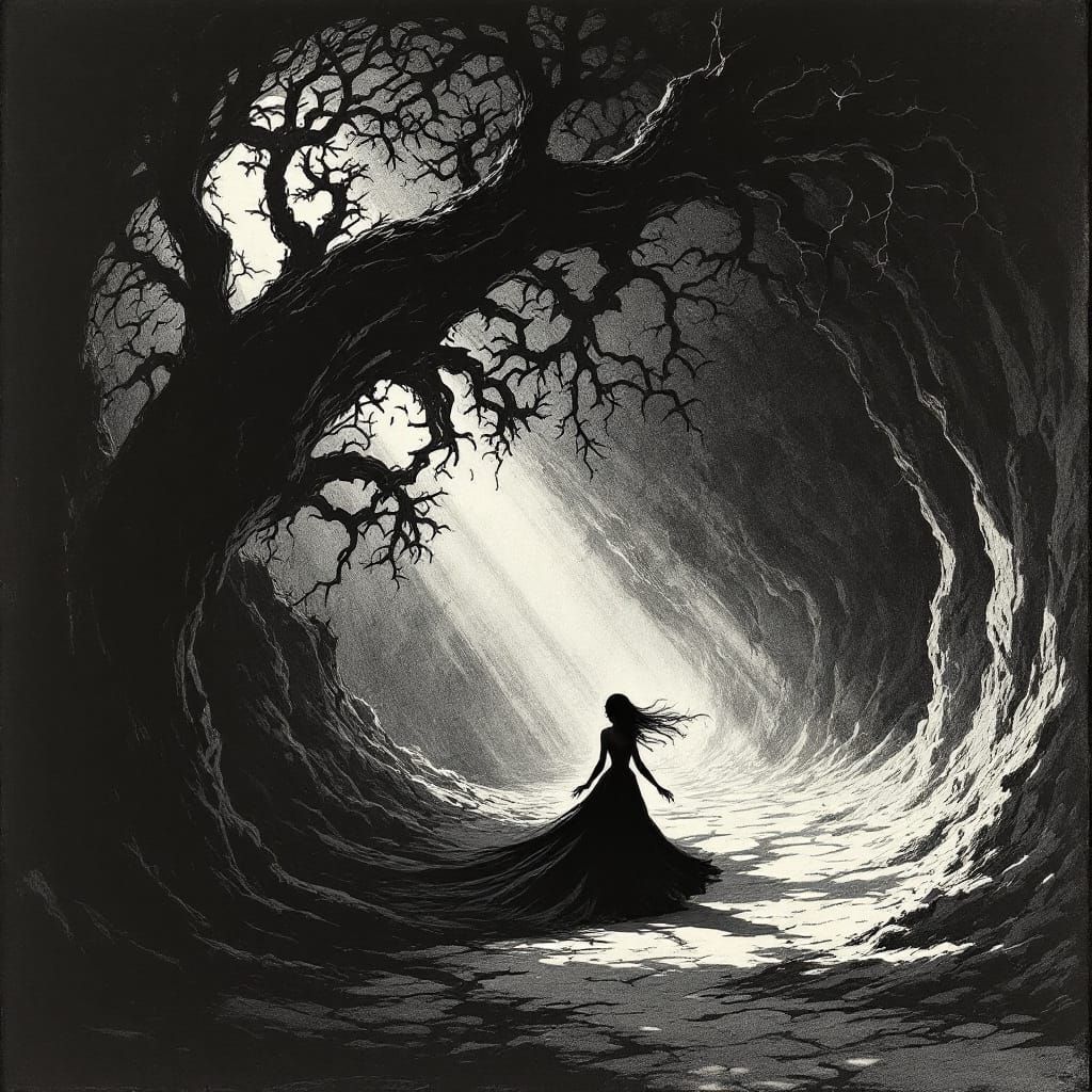 Gothic Caricature Noir With Angular Distortion