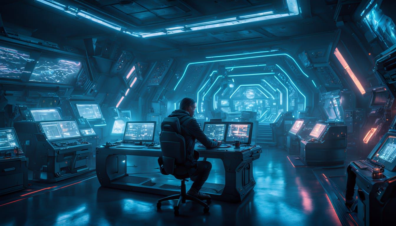 Lost in Futuristic Laboratory, Science Fiction Fantasy Art