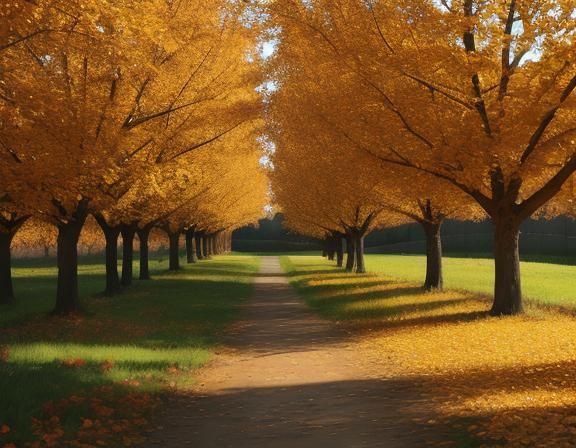 Sunny Autumn Morning in the Orchard