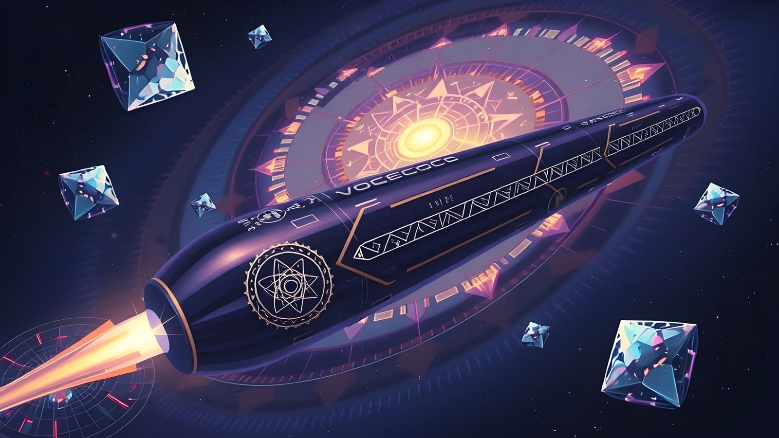 Sleek Spaceship Races Through Impasto Starry Cosmos