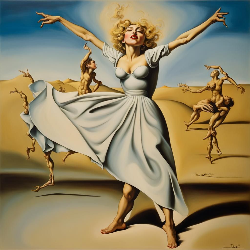 Madonna Dancing: A Surreal Oil Painting