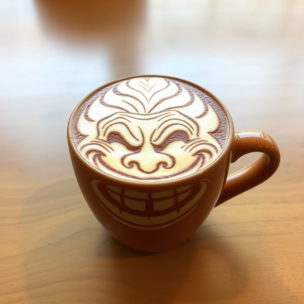 Troll Face Latte Art in Coffee Cup