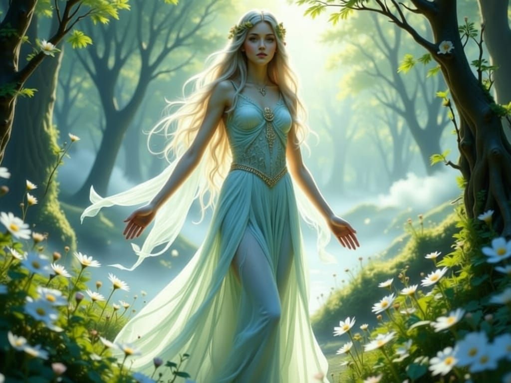 Elegant Elf Woman in Ethereal Fantasy Dream World
