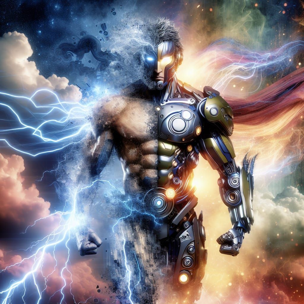 Armored Thunder God in Heroic Pose