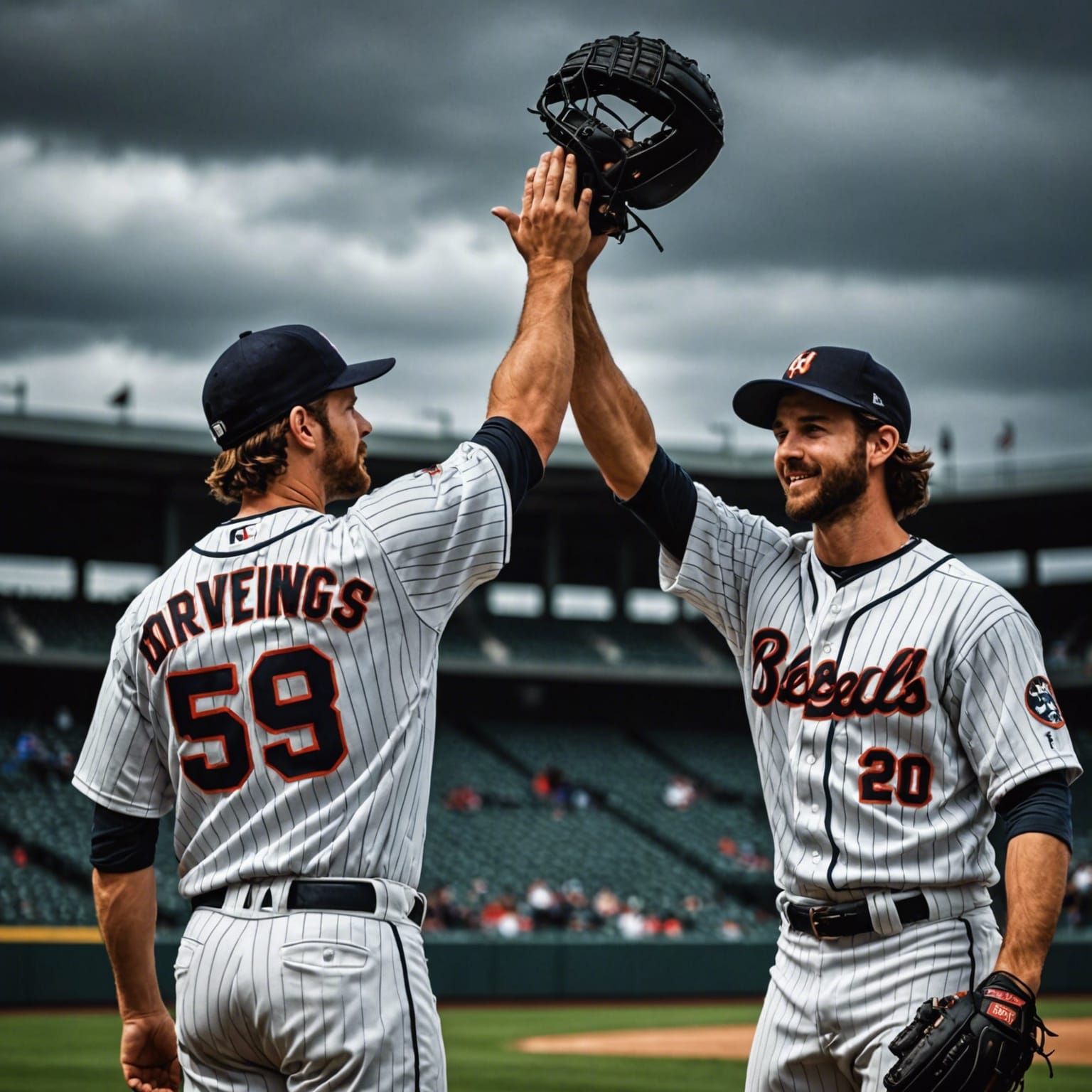 Baseball Players Celebrate Victory