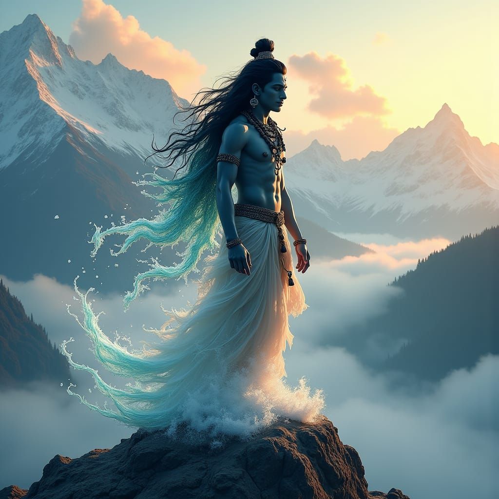 Lord Shiva with Ganga in His Hair