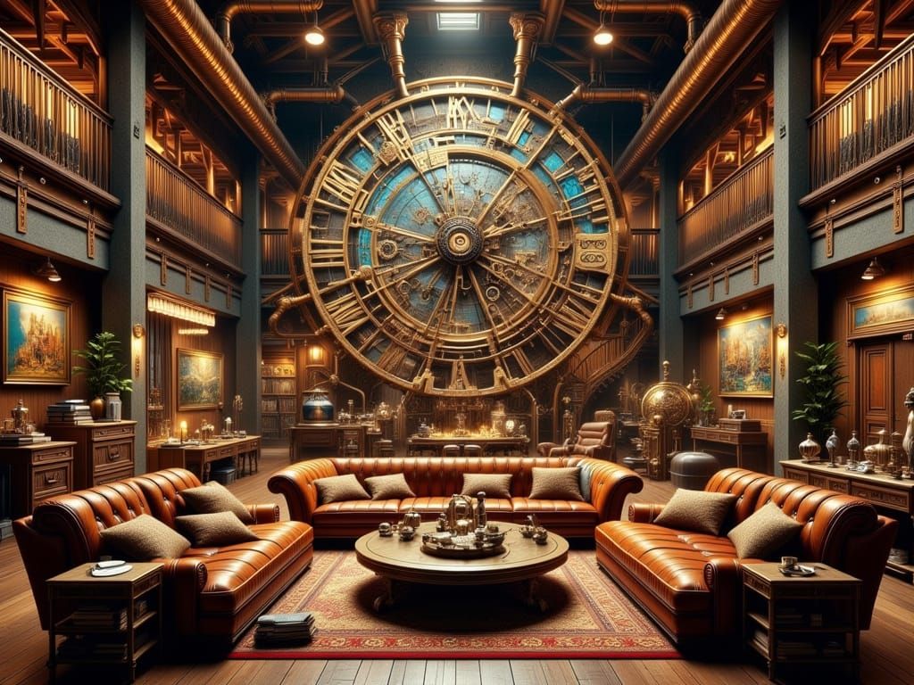 Steampunk Clockwork Mansion in Elegant Industrial Elegance