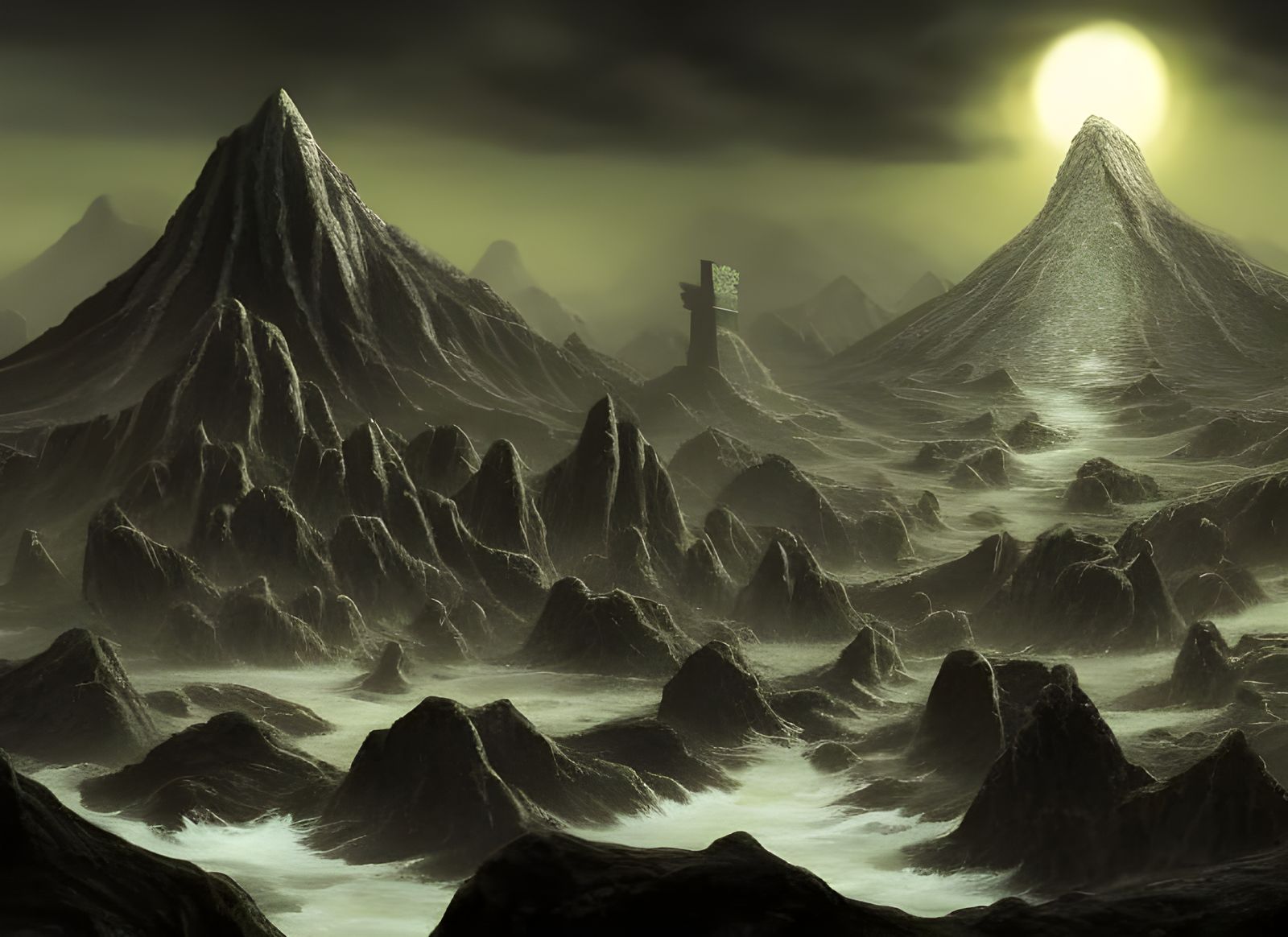 Detailed Lovecraftian World in a Matte Painting Style