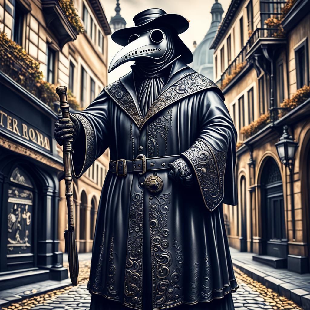 Plague Doctor in Fernando Botero Style