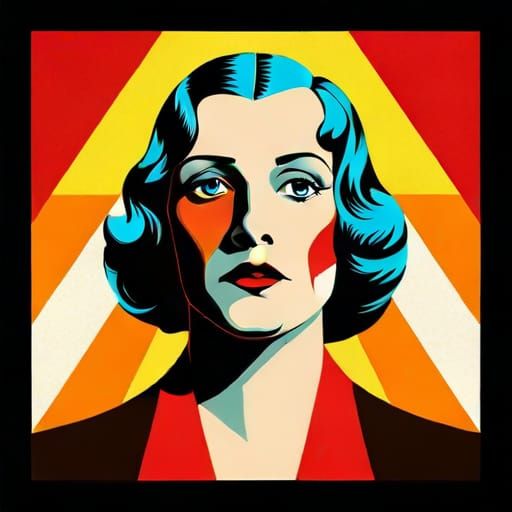 Art Deco German Expressionist Screen Print in 8K