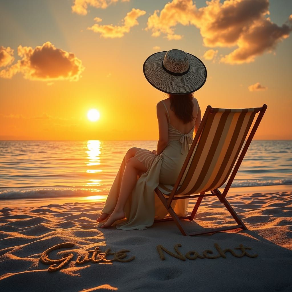 Sunset Beach Scene in Hyper-Realistic Style